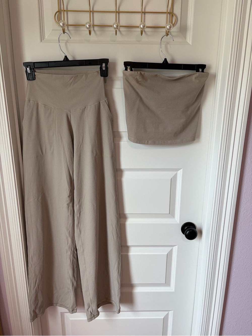 aerie Taupe Wide-Leg Pants with Matching Tube Top